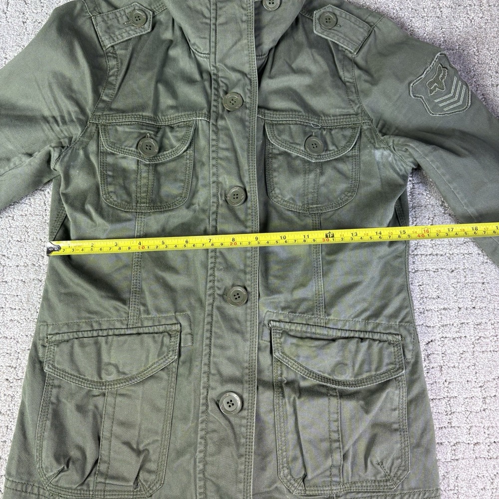Fox Racing Jacket Military Style Zip & Button Army Green Logo Women's Size Small - Picture 6 of 12